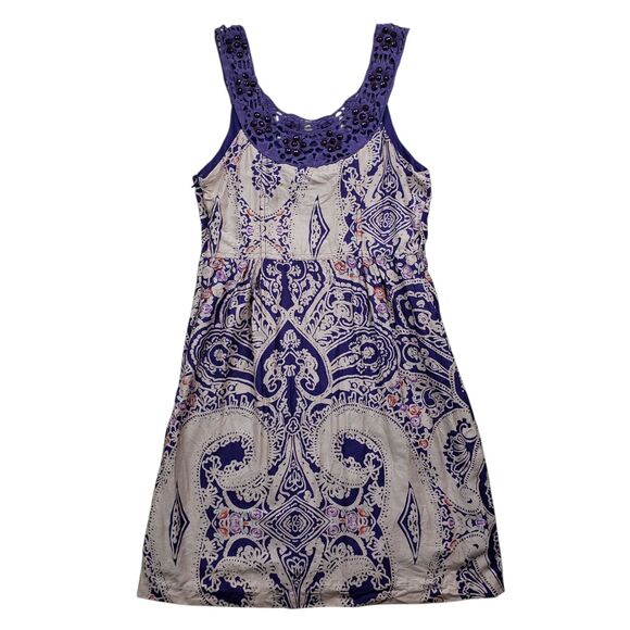 Free People Folklore Paisley Dress Womens Size 4 Jewel Trim Boho - Picture 2 of 12